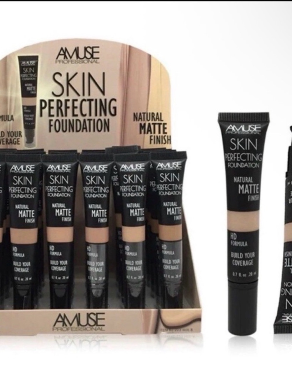 AMUSE Professional Foundation Natural Matte Finish HD Full-Coverage Makeup